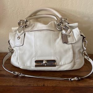 Coach light cream leather hand handbag